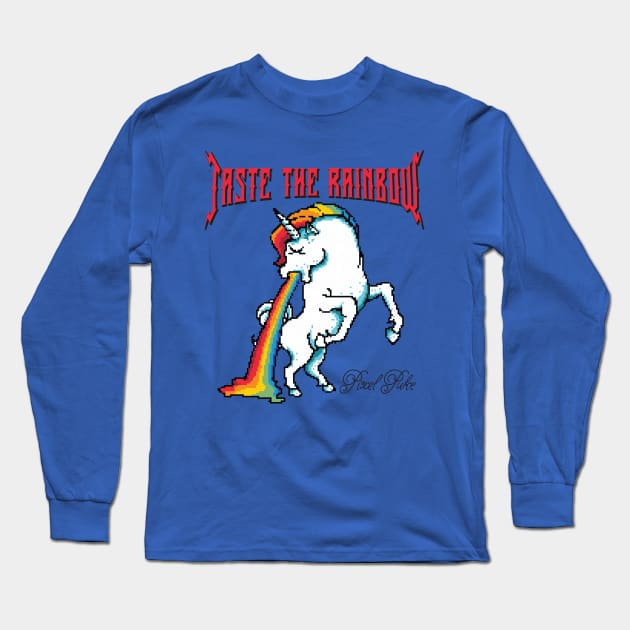 Taste The Rainbow Puking Unicorn Long Sleeve T-Shirt by Alema Art